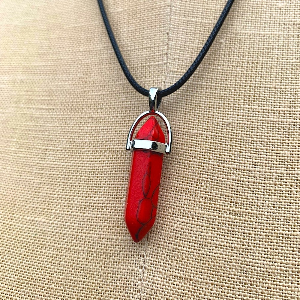 Handmade Howlite/Turquoise Stone Dagger Amulet Necklace